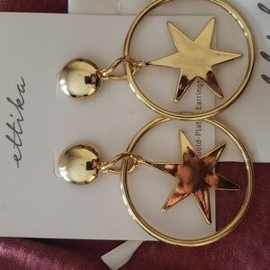 Ettika Dramatic Star Hoop 18K Gold Plated Earrings